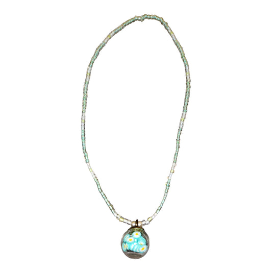 Bead Necklace with glass charm